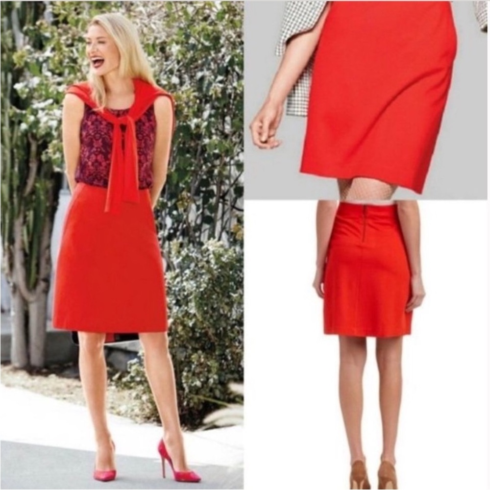 CAbi Fiery Red A-Line Skirt with Full Flare